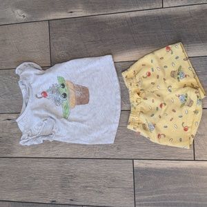 Star Wars Baby Yoda Grogu Pajamas 4T Toddler Girl PJ Set Yellow Green VGUC